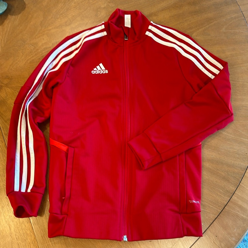 Adidas red track suit jacket size 9-10youth